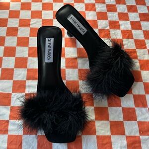 Steve Madden Karoo Heels Mules Black Feather